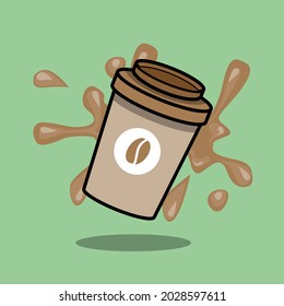 coffee Cartoon Vector Icon Illustration. Icon Concept Isolated Premium Vector. Flat Cartoon Style