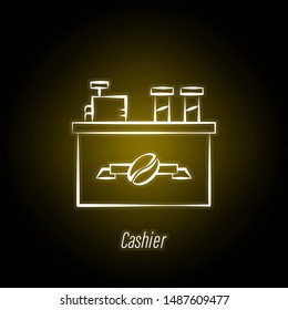 coffee cashier hand draw neon icon. Element of coffee illustration icon. Signs and symbols can be used for web, logo, mobile app, UI, UX