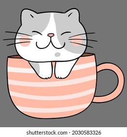 coffee cat cats kittens cat lovers for fans cute vector design illustration print wall art poster canvas