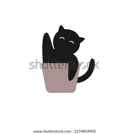 Coffee and cat logo in cup. Animal coffee design for logo, icon, symbol, Identity