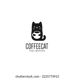 Diseño del logotipo del gato del café para marcas personales y de empresa.