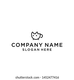 coffee cat logo design vector illustration template