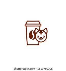 coffee cat logo. symbol and icon of coffee bean
