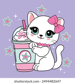 coffee cat love magic star adorable