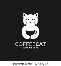 coffee cat, pictorial logo design template