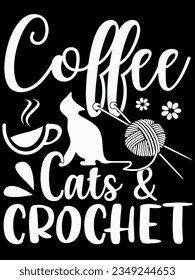 Coffee cats and crochet t-shirt design