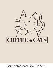 Coffee and cats graphic design for your shop