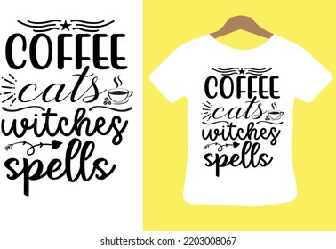 coffee cats witches spells svg