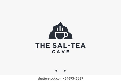 coffee with cave logo design vector silhouette illustration