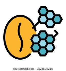 Coffee cells icon. Outline coffee cells vector icon color flat isolated