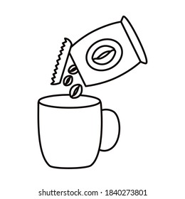 Kaffee-Tasse Getränk und TaschenLinie Stil Symbol Vektorgrafik Design