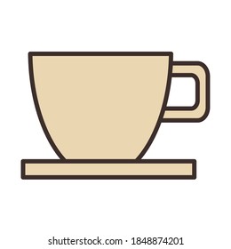 café cerámica taza bebida estilo relleno icono ilustración vectorial