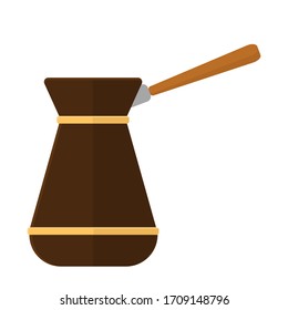 Coffee cezve ilustración plana. Icono de café cezve. Vector. 