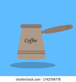 Coffee cezve flat illustration. Coffee cezve icon.