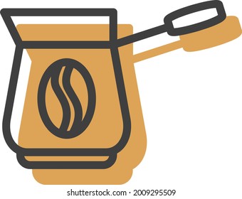 Café en cezve, ilustración, vector sobre fondo blanco.