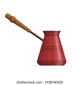 Coffee cezve isolated on white background.. Bowl with a handle for making coffee on the stove. Turkish pot of coffee. Hand-drawn coffee makers. Coffeepot ibrik icon Vector illustration