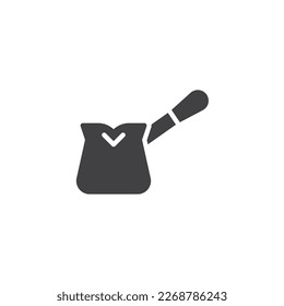 Icono vectorial de café cezve. signo plano relleno para concepto móvil y diseño web. Icono de glifo de la taza de café turca. Símbolo, ilustración del logotipo. Gráficos vectoriales