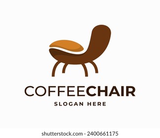 Coffee chair cozy furniture relax restaurant beverage antique vector logo design  