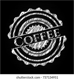Coffee chalk emblem written on a blackboard