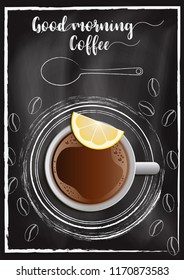 Coffee with chalkboard background in hand draw style