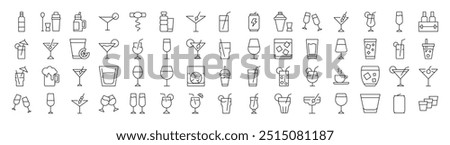 Coffee, Champaign, Wine, Cocktail, Soft Drink Related Line Icon Collection. Editable Stroke. Perfect for Infographics, Articles, Books, Flyers, Banners