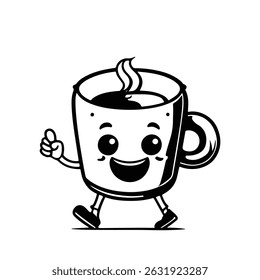 Coffee character design, application, printing, document, poster, sticker design. Vector Illustration