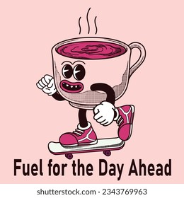 Coffee Character Design With Slogan Fuel for the Day Ahead