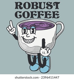 Coffee Character Design With Slogan Robust Coffee