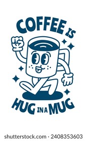Coffee character design for website, application, printing, document, poster, sticker design, etc.