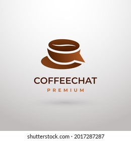 Coffee Chat With Cup Gradient Color Simple Modern Icon Logo Design