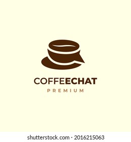 Coffee Chat With Cup Solid Color Simple Modern Icon Logo Design Vector