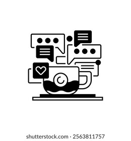 Coffee Chat Glyph Icon. linear style sign for mobile concept and web design. Outline vector icon.