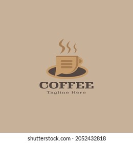coffee chat logo design. vector icon coffee with a sign from icon chat.
