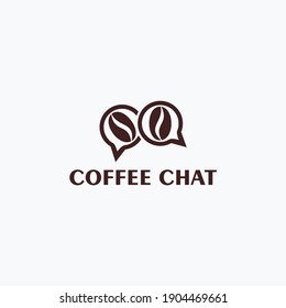 coffee chat logo with a speak bubble coffee logo
