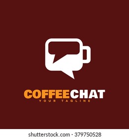 Coffee chat logo template design. Vector illustration.