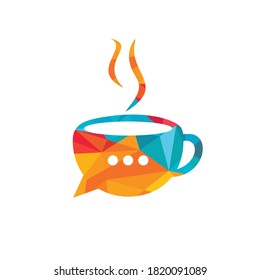 Coffee chat vector logo design. Coffee talk forum logo design template.