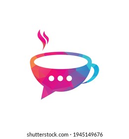 Coffee chat vector logo design. Coffee talk forum logo design template.