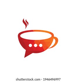 Coffee chat vector logo design. Coffee talk forum logo design template.