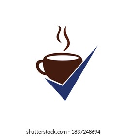 Coffee Check vector logo design. Coffee cup with a check mark.