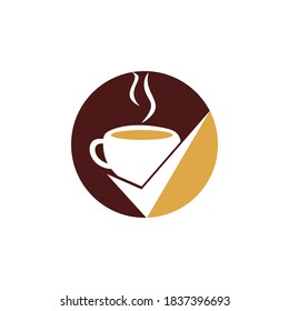 Coffee Check vector logo design. Coffee cup with a check mark.