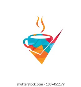 Coffee Check vector logo design. Coffee cup with a check mark.