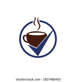 Coffee Check vector logo design. Coffee cup with a check mark.