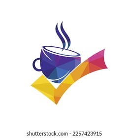 Coffee Check vector logo design. Coffee cup with a check mark.