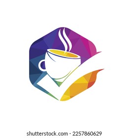 Coffee Check vector logo design. Coffee cup with a check mark.