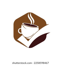 Coffee Check vector logo design. Coffee cup with a check mark.
