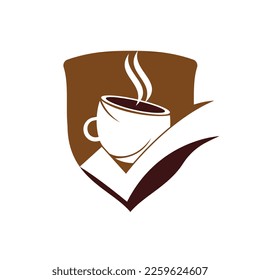 Coffee Check vector logo design. Coffee cup with a check mark.