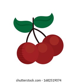 Coffee cerezas de estilo plano icono diseño de la hora bebida desayuno bebida bebida bebida bebida bebida bebidas mañana tienda aroma y tema cafeína Vector ilustración