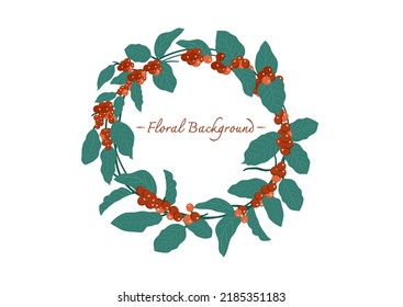 Coffee Cherry Tree Crown Frame Vector