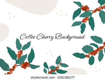 Coffee Cherry Tree Frame With Abstract Background