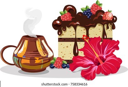 coffee and chocolate cake
